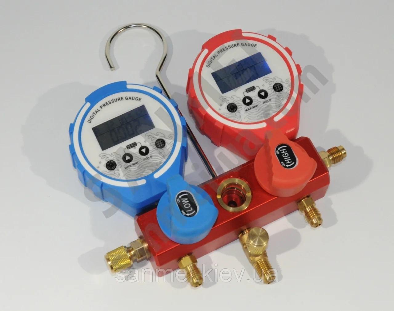 Манометрический коллектор электронный 2-х вентильный KQF-338A (+шланги 3х90см)