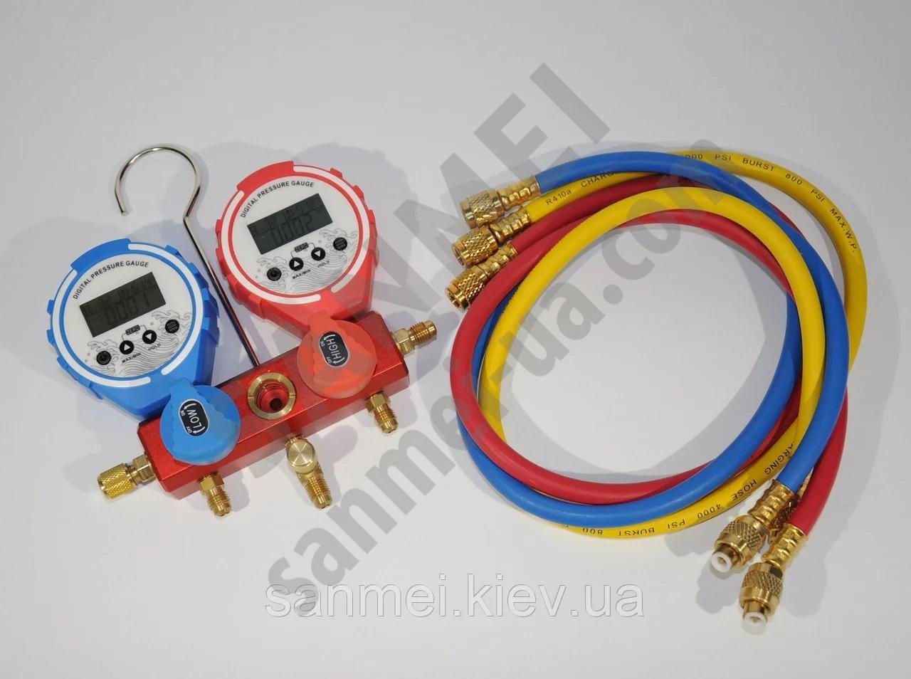 Манометрический коллектор электронный 2-х вентильный KQF-338A (+шланги 3х90см)