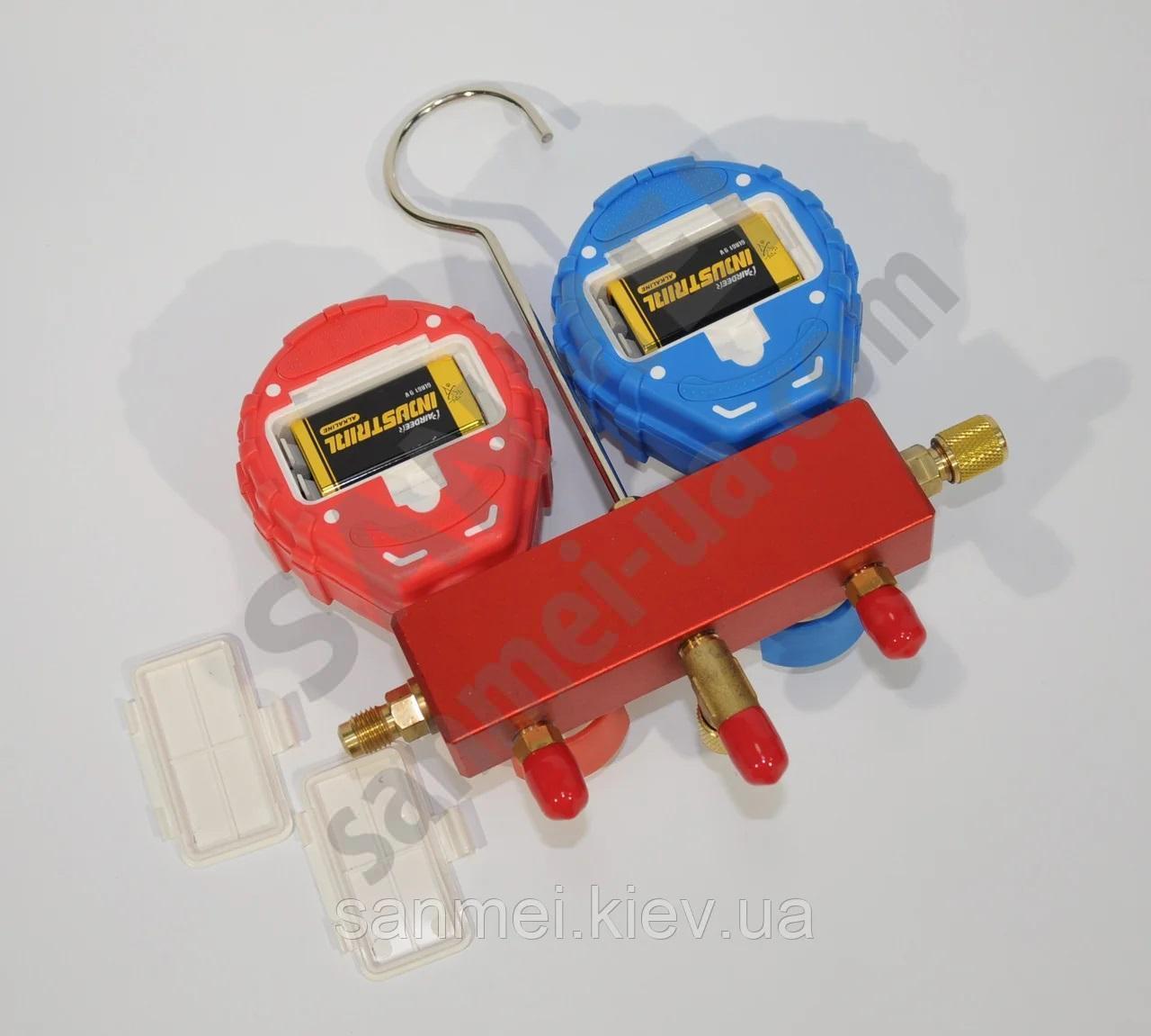 Манометричний колектор електронний 2-х вентильний KQF-338A QC-LC/H (муфти a/c+шланги 3х90см)