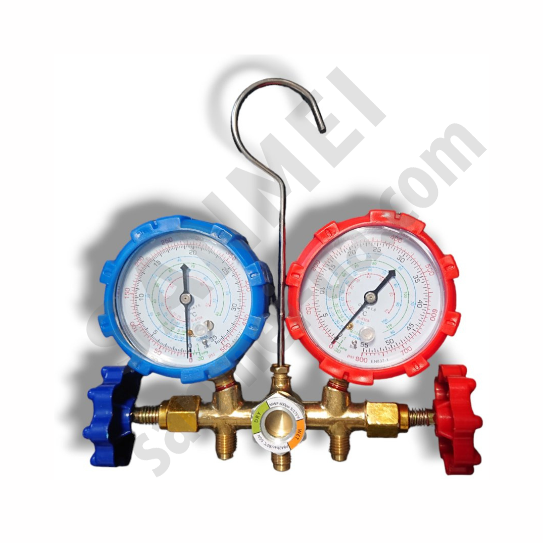 Манометрический коллектор 2-вентильный XM-R560G R-410 (R-/22/134/404) + шланги 3х150 см