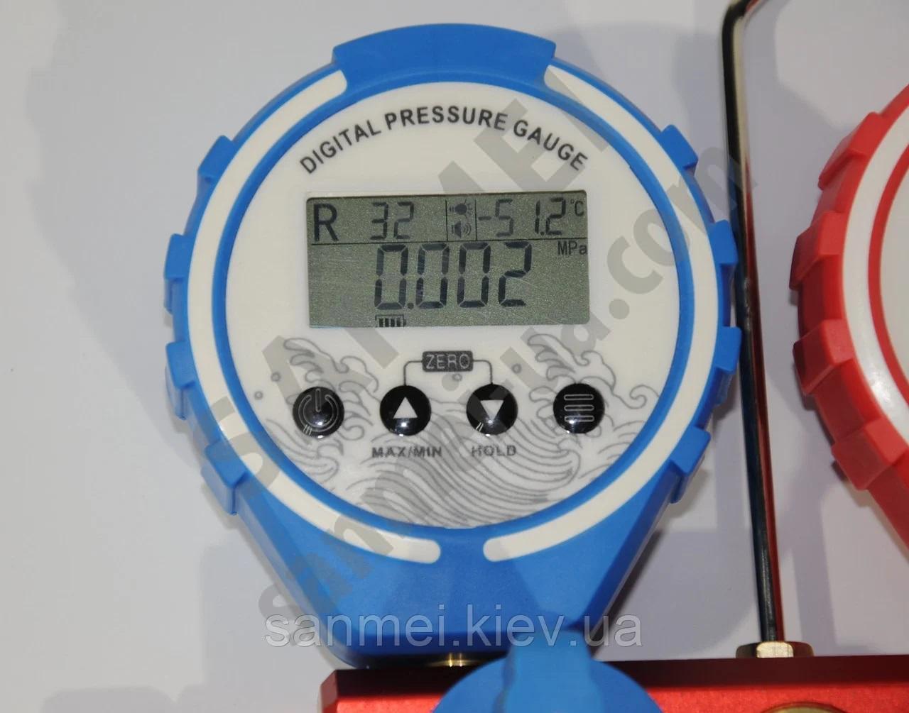 Манометричний колектор електронний 2-х вентильний KQF-338A QC-LC/H (муфти a/c+шланги 3х90см)