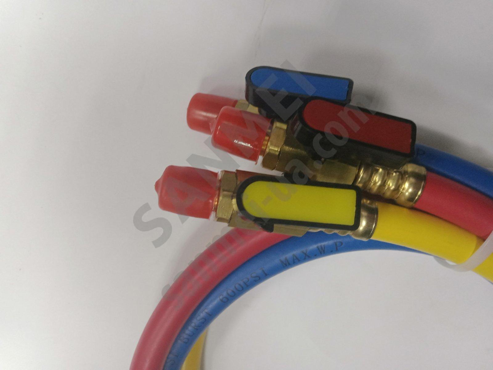 Шланг заправний з вентилем для фреону (0,9 м для R502/134/410 3 шт.)