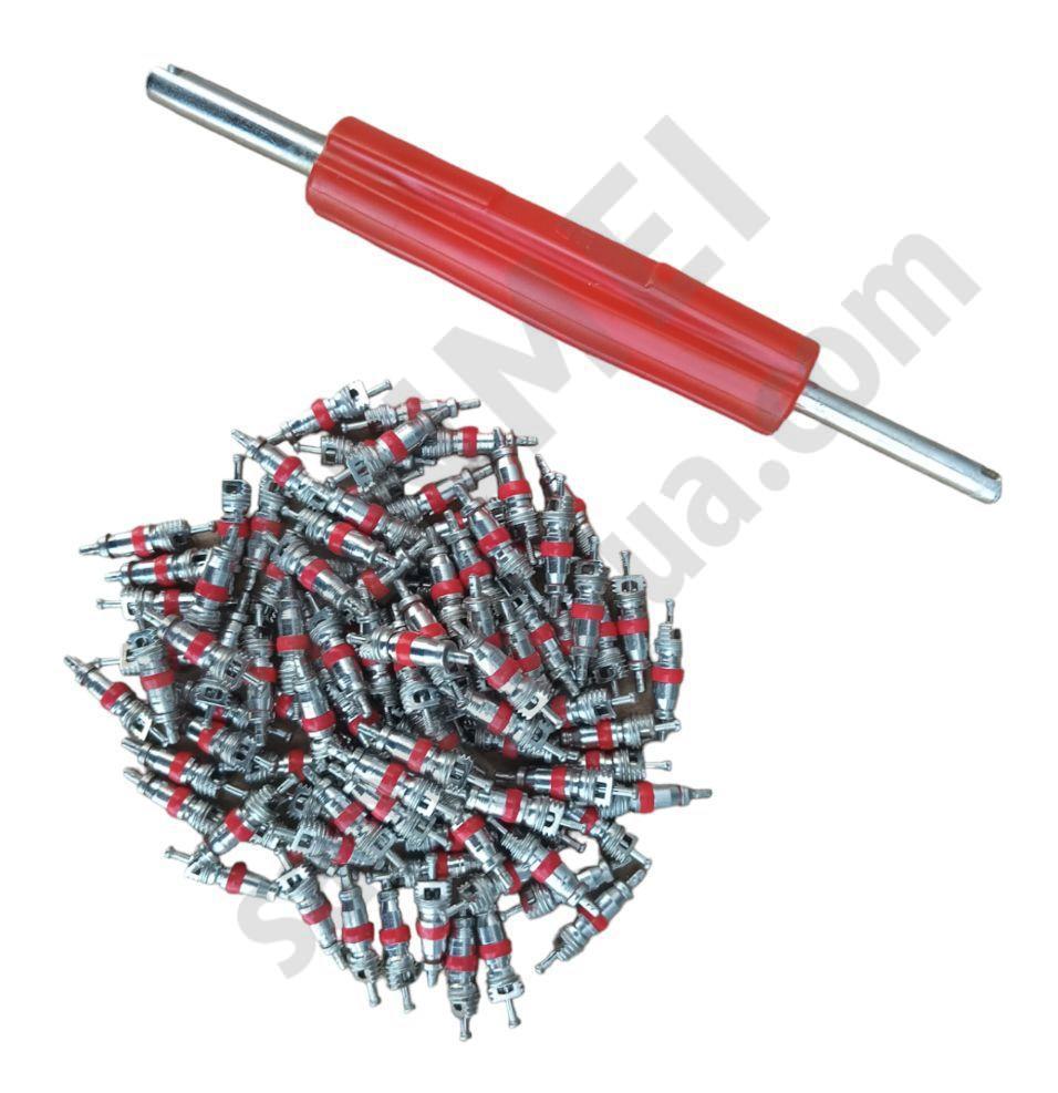 Набор заправочных ниппелей / золотников, 100шт + ключ для золотников