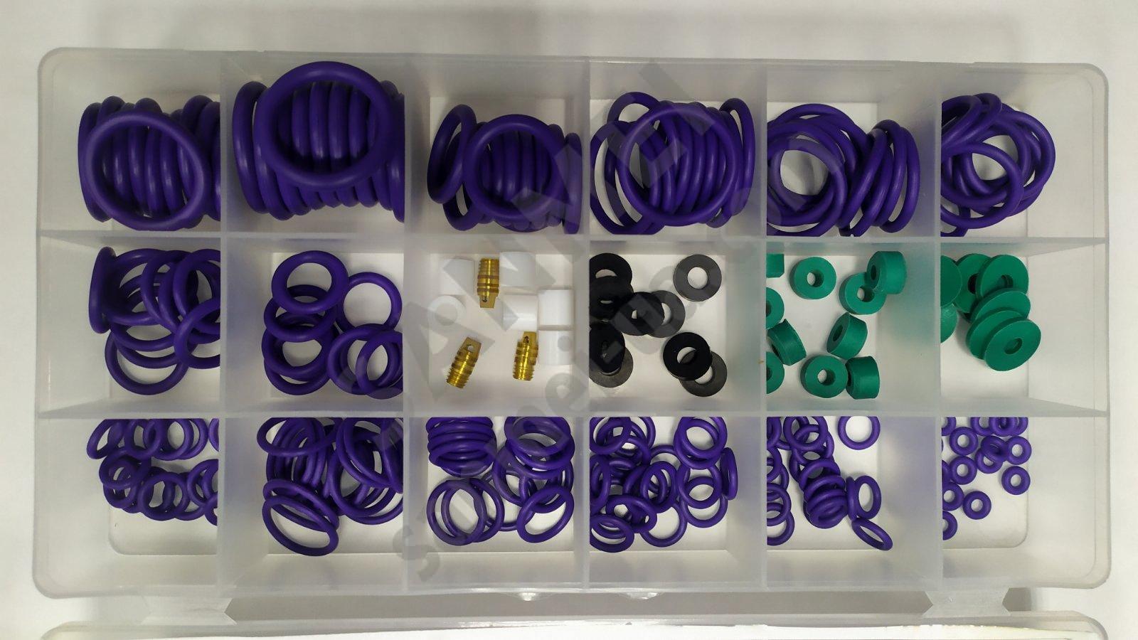 Набір прокладок і ущільнювальних, фіолетових кілець, 225шт