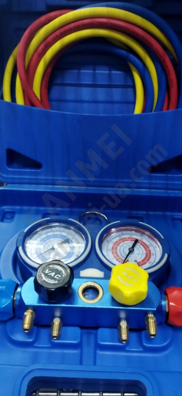 Манометрический коллектор 4-вентильный в кейсе R134a, R22, R404A,R407C, R1234yf (SAE 1/4) 13.033KR