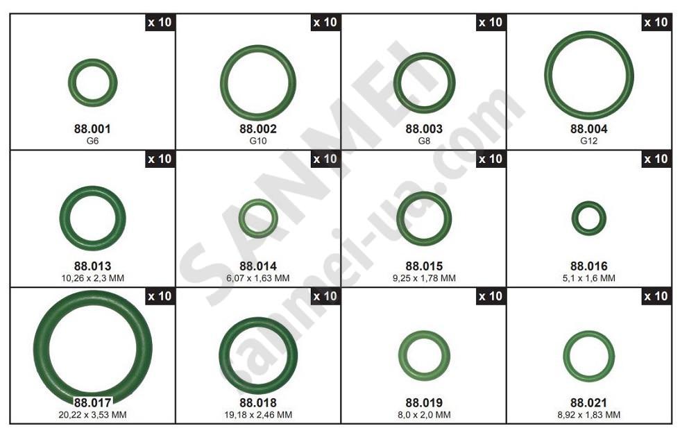 Набір ущільнювальних кілець універсальних зелених 112шт.