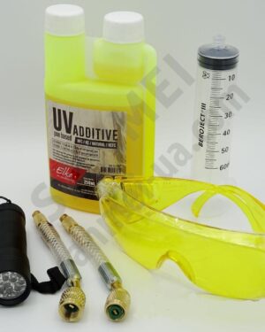 Набор для обнаружения утечек хладагента  (фонарик, очки, ультрафиолетовая краска, адаптер для шприца)