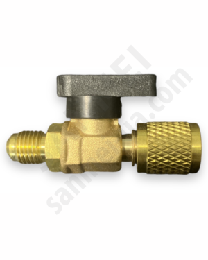 Переходник для заправки фреона R410 (1/4" + 5/16" ) с запорним краном