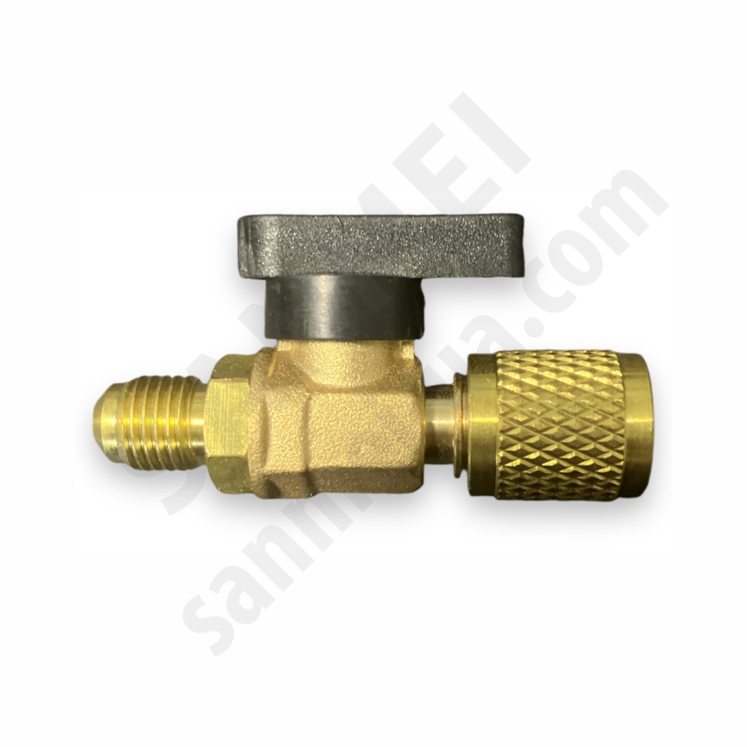 Переходник для заправки фреона R410 (1/4" + 5/16" ) с запорним краном