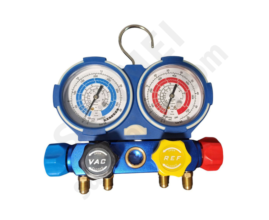 Манометрический коллектор 4-вентильный в кейсе R134a, R22, R404A,R407C, R1234yf (SAE 5/16) 13.033ВК